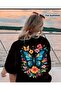 Unisex a Quality Premium Butterfly and Flower Printed Oversize T-Shirt