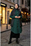 Hooded Buttoned Cashmere Cap 0201-03 Emerald Green - 2