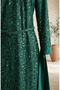 Beaded Tulle Hijab Evening Dress 5730-05 Emerald Green - 4