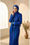 Beaded Tulle Hijab Evening Dress 5730-07 Cobalt Blue - 3