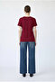 Printed Round Neck T-Shirt - Burgundy - 4