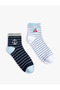 Striped Cotton 2-Piece Sock Set - 2