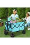 VILLEY Heavy Duty Folding Wagon Cart with Big Wheels, Up to 102 kg, Blue - 2