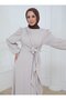 Side Tie Crepe Dress Cream - 5