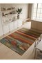 Sdt Modern Art Inspired Fish Figured Tile and Mustard Striped Woven Base Decorative Carpet Sdt1376 - 2
