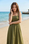 Khaki Long Cotton Unlined Summer Dress – with Straps - 6