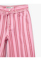 Cotton Striped Short Wide-Leg Pants with Tie-Waist - Crop Wide Leg Jeans - 5