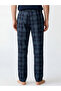 Navy Blue Standard Fit Plaid Men's Pajama Bottoms - 4