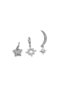 Glb-Stl41414 3-Piece Stone Hoop Earrings - Silver - 2