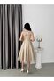 Beige Tulle Cape Sequin Embroidered Mini Strapless Evening Dress - 7