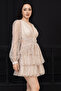 Layered Mini Lace Dress - Beige - 4