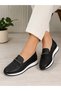 Black Stone Detailed Casual Loafer Shoes