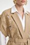 Women's Laser Cut Motif Double Suit Set Beige 31349 - 4