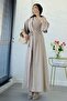Stone Embellished Double Abaya Set - Stone - 5