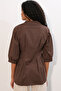 Women's Long Waist-Slit Shirt 20383 - Brown - 5