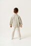 Boys' Cotton Striped Shirt Jacket T-Shirt Pants Set - 4
