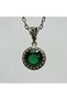 Bronze Vintage Women's Necklace Authentic Copper Jewelry Green Crystal Round Cut - 3
