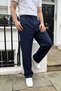 Salto Double Fabric Pleated Men's Navy Blue Baggy Trousers Wide Leg Pants - 5