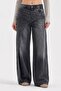 Women's Cross-Closure Front Detailed Design Palazzo Jeans