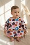Lulu Lamb Patterned Waterproof Long Sleeve Baby Bib - Blw Compatible and Stain-Resistant Activity Bib - 3