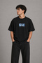 Ocean Club Embroidered Black Oversize Unisex T-Shirt 30/1 Regular Fabric - 6