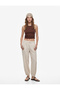 Cotton Crew Neck Sleeveless Athlete Blouse with Crochet Detail - 2