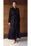 Luxury Wave Pattern Black Abaya Set - 3