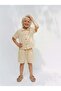 Boy's Cotton Beige Muslin Shirt Shorts Set - 3
