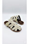 Women's Suede Belt Detailed Gold Buckle Flat Sole Closed Front Summer Comfortable Women's Slippers - 6