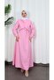 Buckle Detailed Belted Terry Cotton Dress Pink Hnt0332 - 3