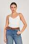 Women's cross-back tank top with built-in bra pads - ecru - 2