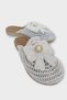 Bow Tie Detail Straw Weave Women's Slippers Beige - 5