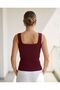 Summer Wide-Strapped Square Neck Ribbed Knit Blouse Undershirt - 3