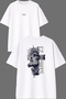 Sad Man Design Front and Back Printed White Oversize t Shirt