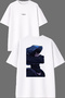 Handsome Anime Biker Design Front and Back Printed White Oversize t Shirt