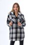 Women's Hooded Plaid Patterned Lumberjack Shirt Jacket - Long Tunic Length - 2