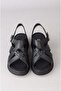 Seç Km45 Genuine Leather Anatomical Women's Sandals Black - 4
