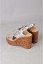 Seç 4023 genuine leather wedge heel sandal (heel height: 10 cm, platform: 3.5 cm) silver - 6