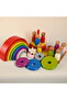 Educational Wooden Toy Ring Tower Rainbow Peg Doll Matching Set 9'Lu 28 Pieces - 6