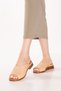 Women's Genuine Leather Short Heeled Daily Slippers Iz.23107 Nut - 6