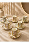 Acar 6-Person Luxury Porcelain Gold Gilded Patterned Coffee Cup Set 100ml - 4