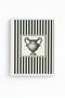 White Wooden Framed Striped Painting - Decorative Vase |   Huhu1346 - Single Table White Frame