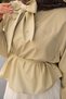 Women's Collar Tie-Up Blouse with Grass Detail and Waist Tie, Mold Green - 6