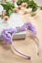 Girl's Lace Detailed Transparent Eared Crown - Sparkling Hair Accessory with Sequin Filling Inside - 3