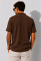 Men's Short Sleeve Ribbed Half Button Closure Polo Collar T-Shirt 26001 - 5