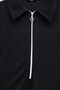 Half Zipper Shirt Collar Long Dress - Black - 6