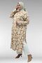 68045 Plus Size Mango Tunic with Curled Sleeves - Leaf Pattern Tan - 4