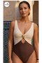 Women's Cream & Brown Swimsuit with Accessories - 2