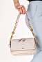 Women's Double Compartment Hand and Shoulder Bag Ald.1153 Beige Wicker - 2