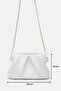Women's White Chain Strap Soft Textured Daily Stylish Clutch Hand, Arm and Shoulder Bag - 6
